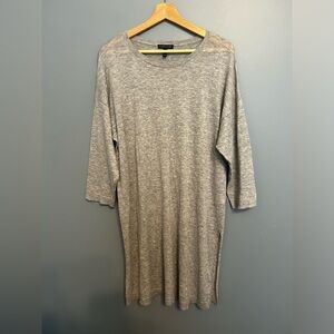 Eileen Fisher Gray Merino Wool Tunic Light Weight Sweater Dress Medium READ